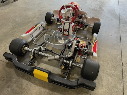 Henry's kart parked in a garage