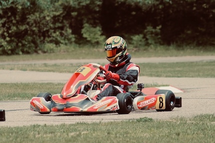 Henry in his kart during a race